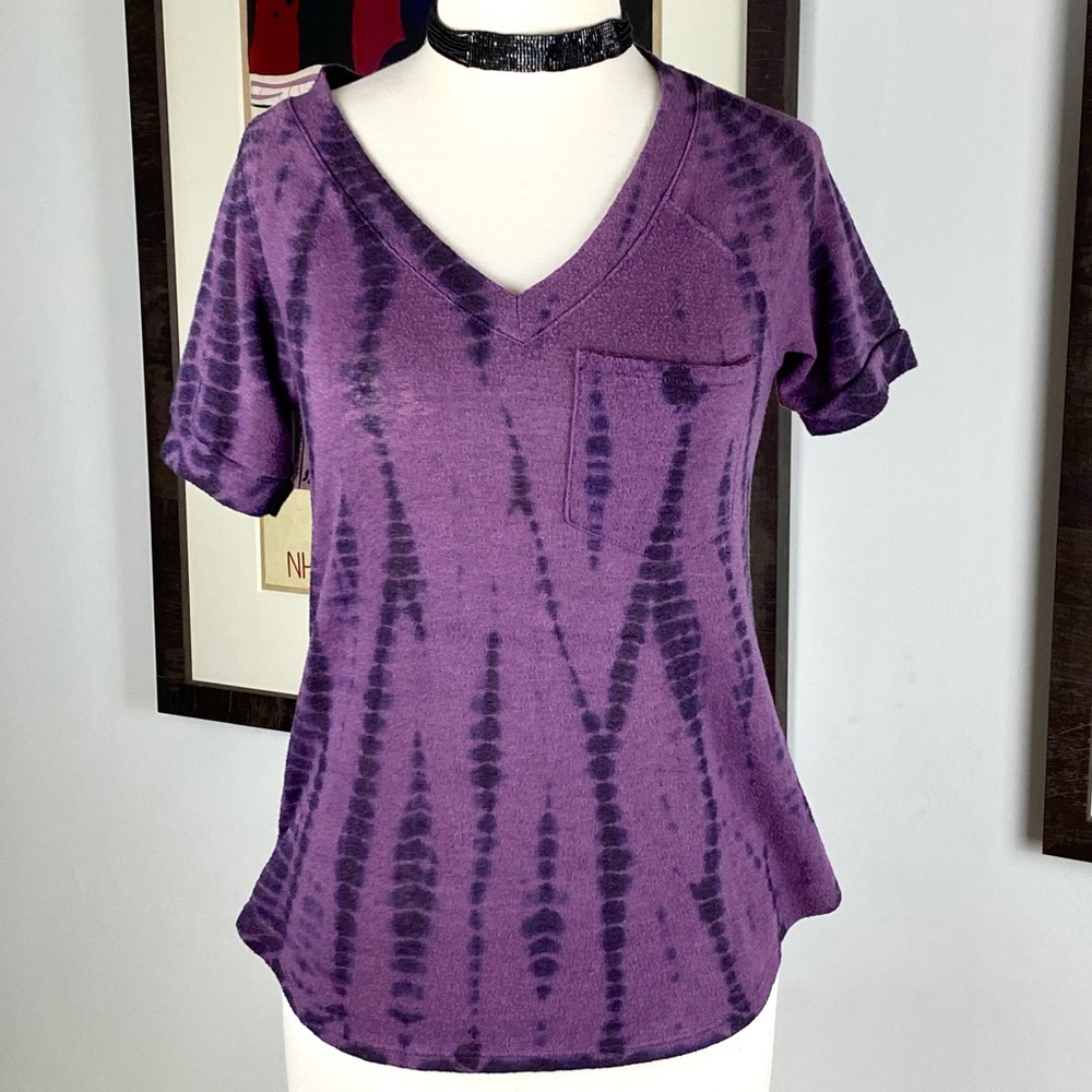 Rock & Republic Purple Black Dyed Short Sleeve T Shirt XS